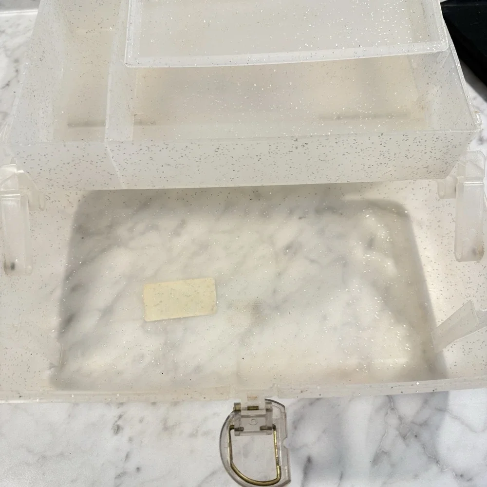 Vintage CABOODLES 3 Tier w/Mirror Clear Glitter Jellies Makeup Case 2622 Y2K